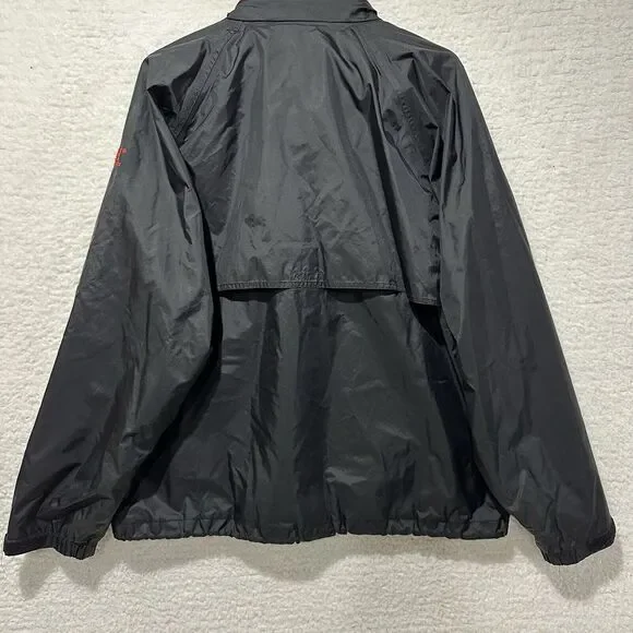 Helly Hansen Black & Red Detailing Collar Full Zip Hooded Windbreaker Jacket L